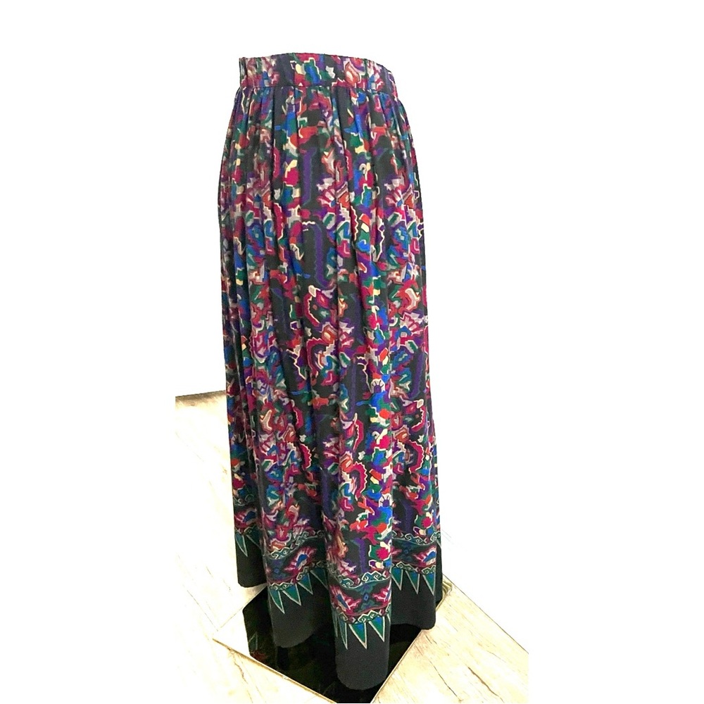 Vintage 90s Abstract Art Maxi Skirt – Custom Made, Multicoloured-gathered A-line - Picture 7 of 16